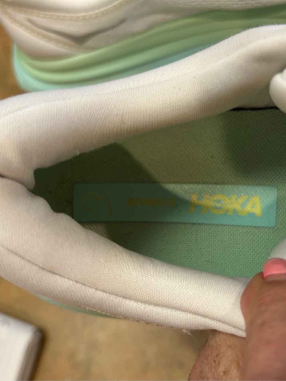 Hoka One Bondi 8 Running Shoe Blanc/Sunlit Ocelon Colorway - Picture 8 of 11